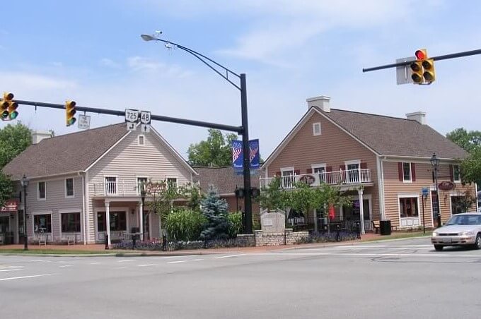 A residential street in Centerville, Ohio