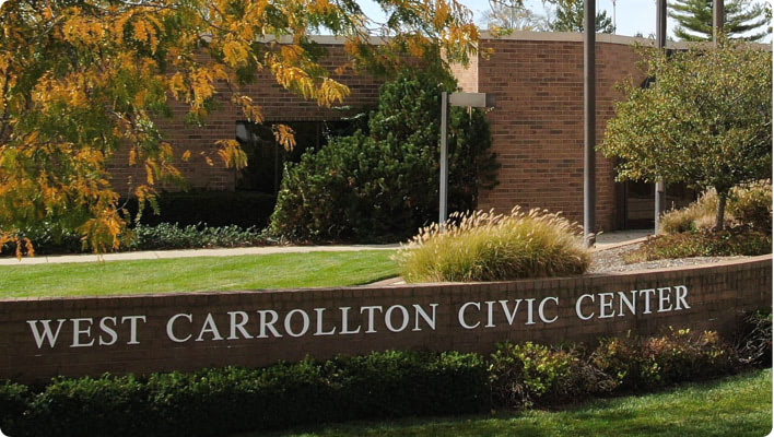 A residential street in West Carrollton, Ohio