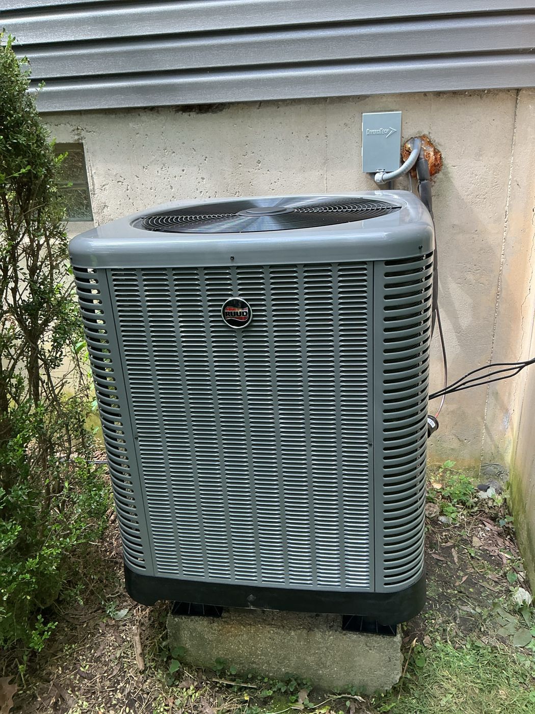 A Ruud condenser installed at a Dayton-area home